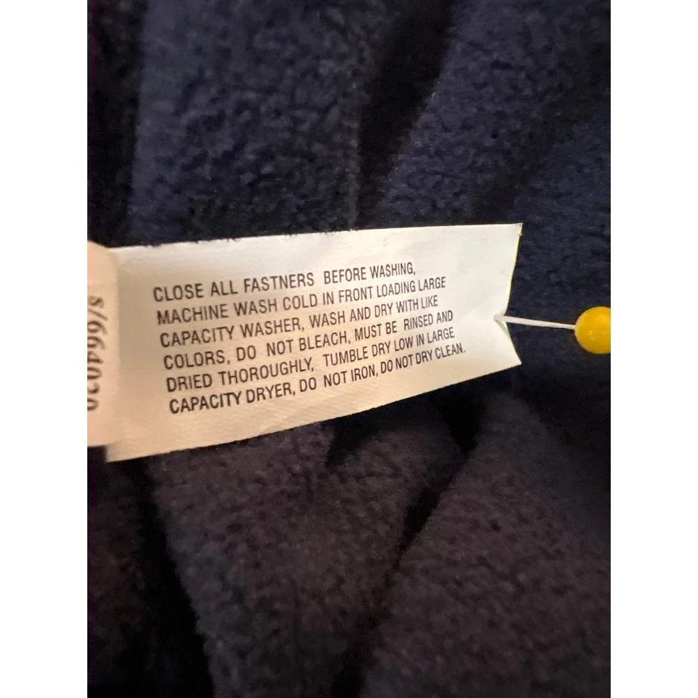 babyGap Snowsuit Kids 12-18 Months Navy Blue Down Puffer Hooded Faux Fur Trim